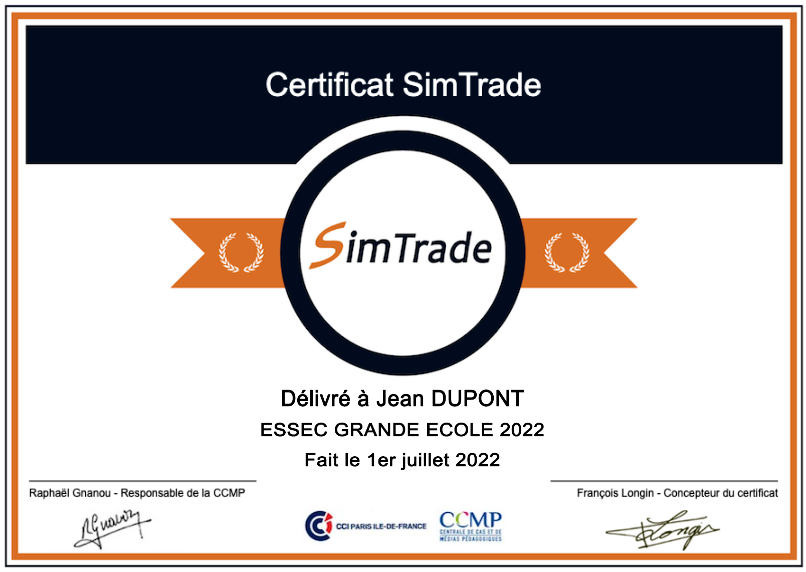 Certificat SimTrade