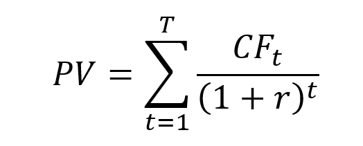 PV formula of cash flows