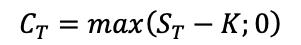 Formula for the payoff of a call option