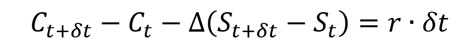 Formula for the delta hedging of a call option