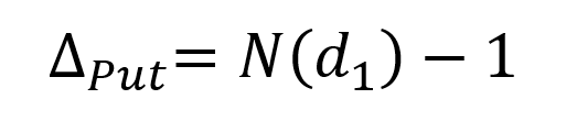 Formula for the delta of a put option