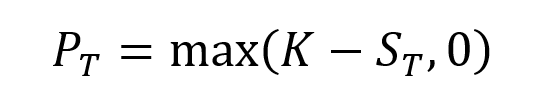 Payoff formula for a put option