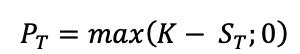 BSM Formula for the payoff of a put option