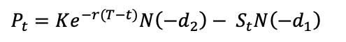 BSM formula for the put option