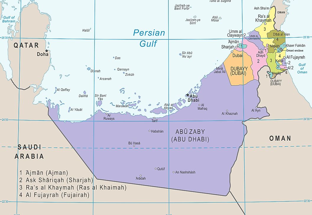 Map of the United Arab Emirates (UAE)