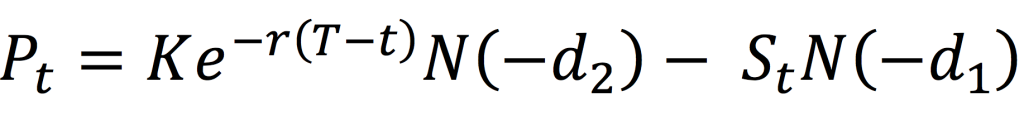 Put option value equation