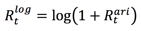 Relation between arithmetic and logarithmic returns