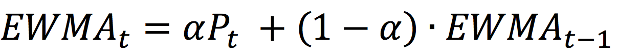 Exponential-weighted moving average formula