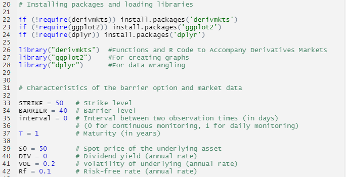 General setup of simulation for barrier option pricing