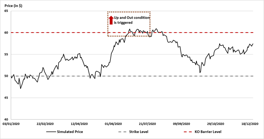 Example of an up-and-out call option