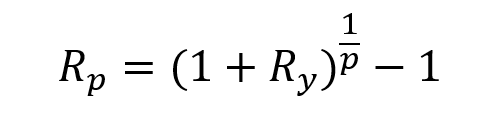  Formula to switch from a yearly rate to the corresponding period rate with compound interests 