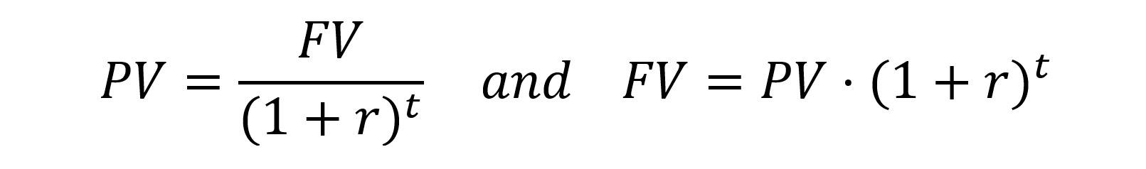 Formula to link PV (Present Value) and FV (Future Value)