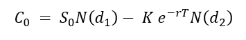 Formula for the call option value according to the BSM model