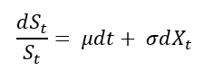 Geometric Brownian motion formula.