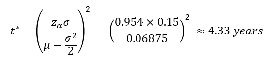 Lower bound inequality case 1 example calculation.