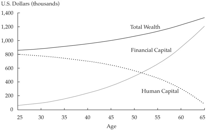 Total wealth as the sum of financial capital and human capital