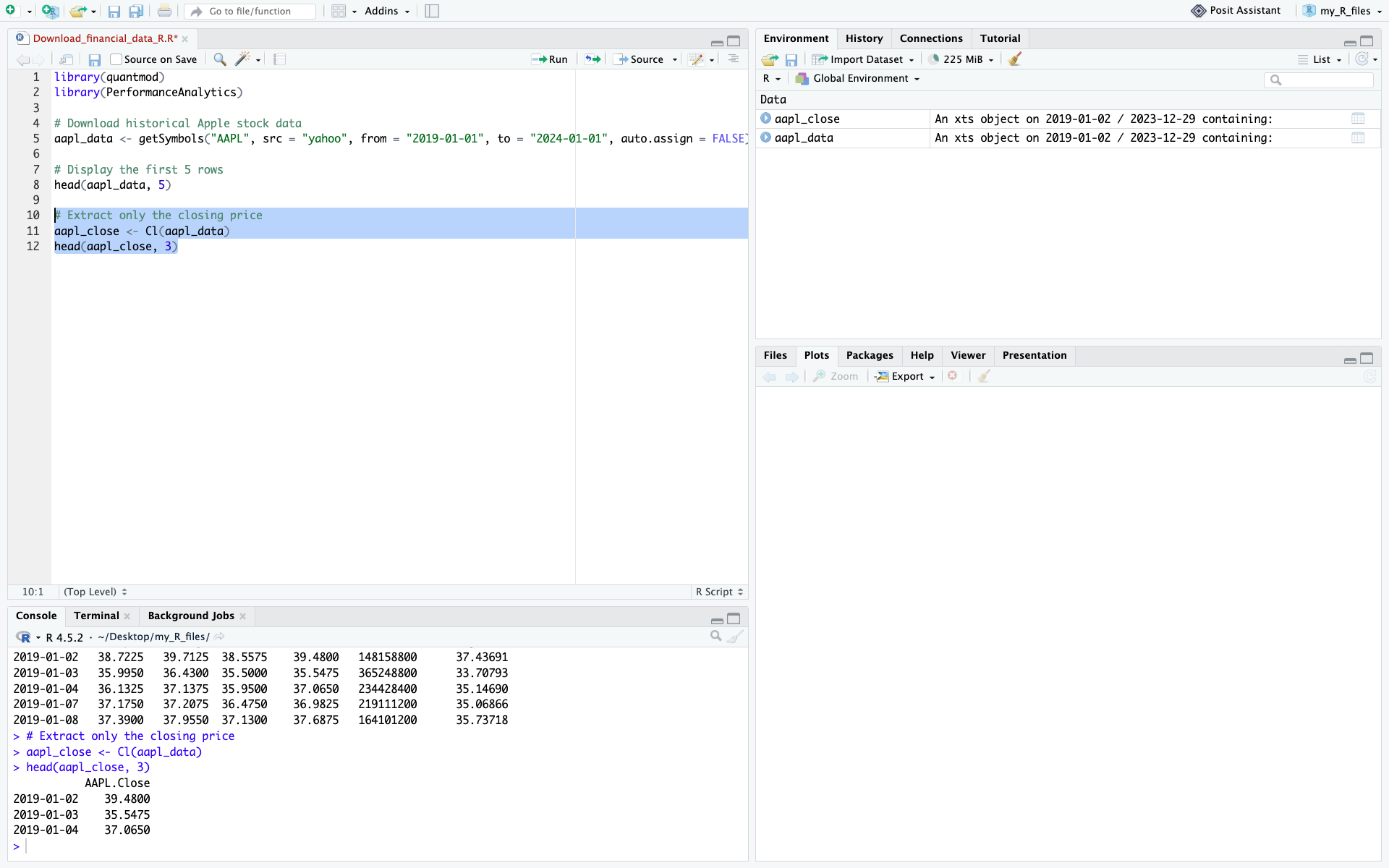 A screenshot from RStudio showing the new output